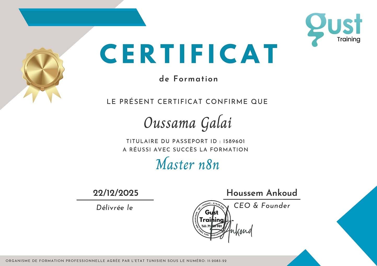 Gust Tarining n8n AI Certificate